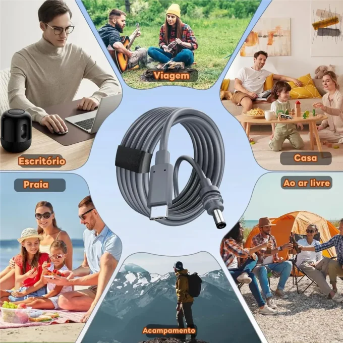 Cabo USB-C 100W de 5 metros para Starlink Mini e power bank