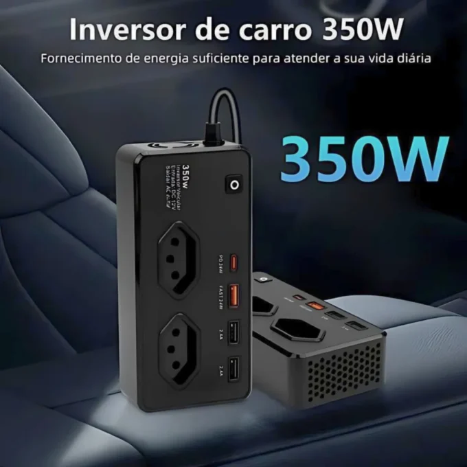 inversor carro 12v 220v, conversor automotivo 350w, tomada carro usb inversor