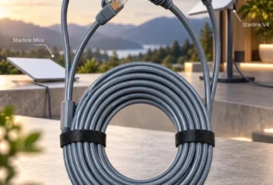 Cabo de 10 metros anunciado para Starlink Mini com conectores visíveis”.